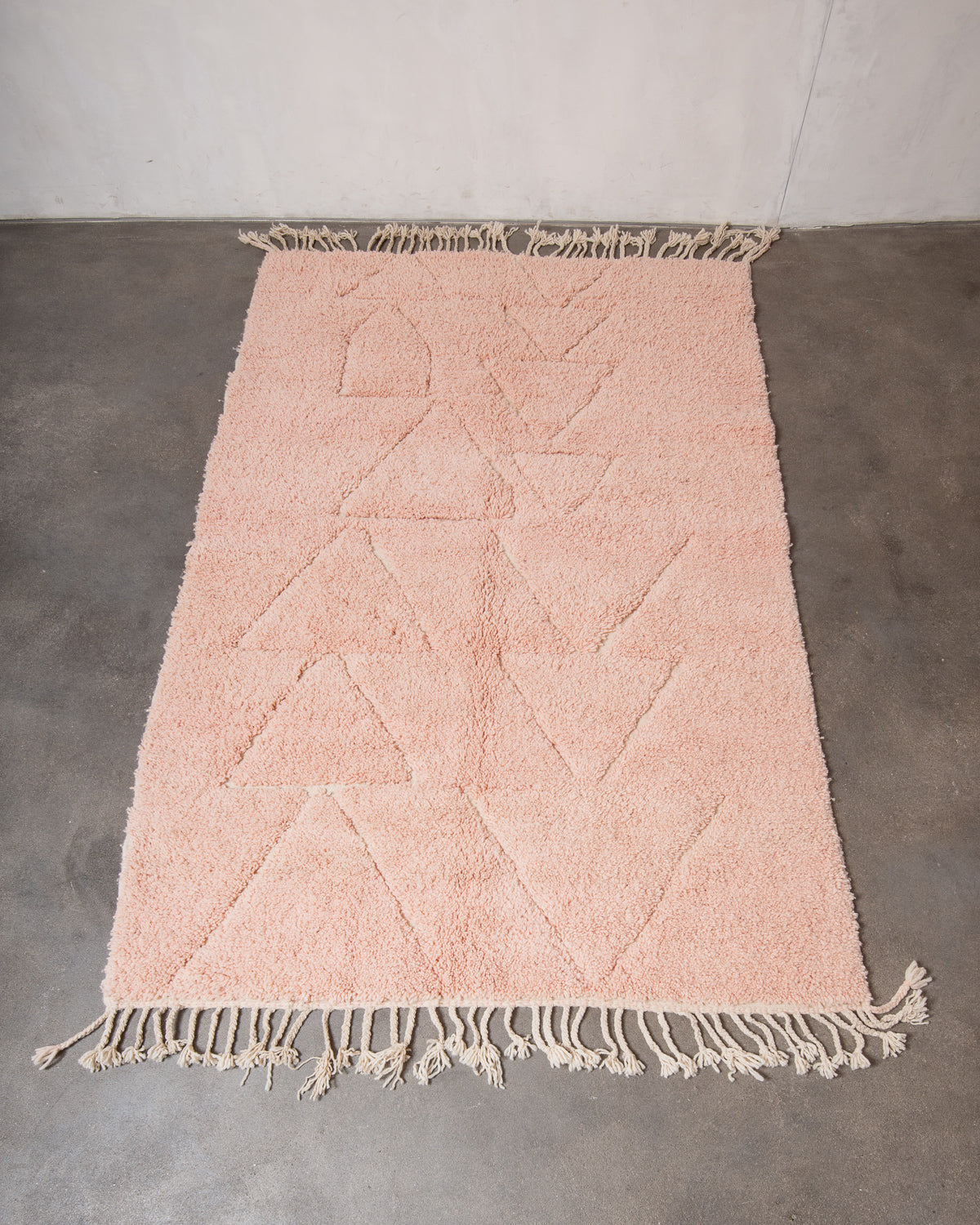 Modern, designer, handcrafted Berber rug from Morocco. Beniourain carpet with beautiful colours and patterns and fluffy wool texture.